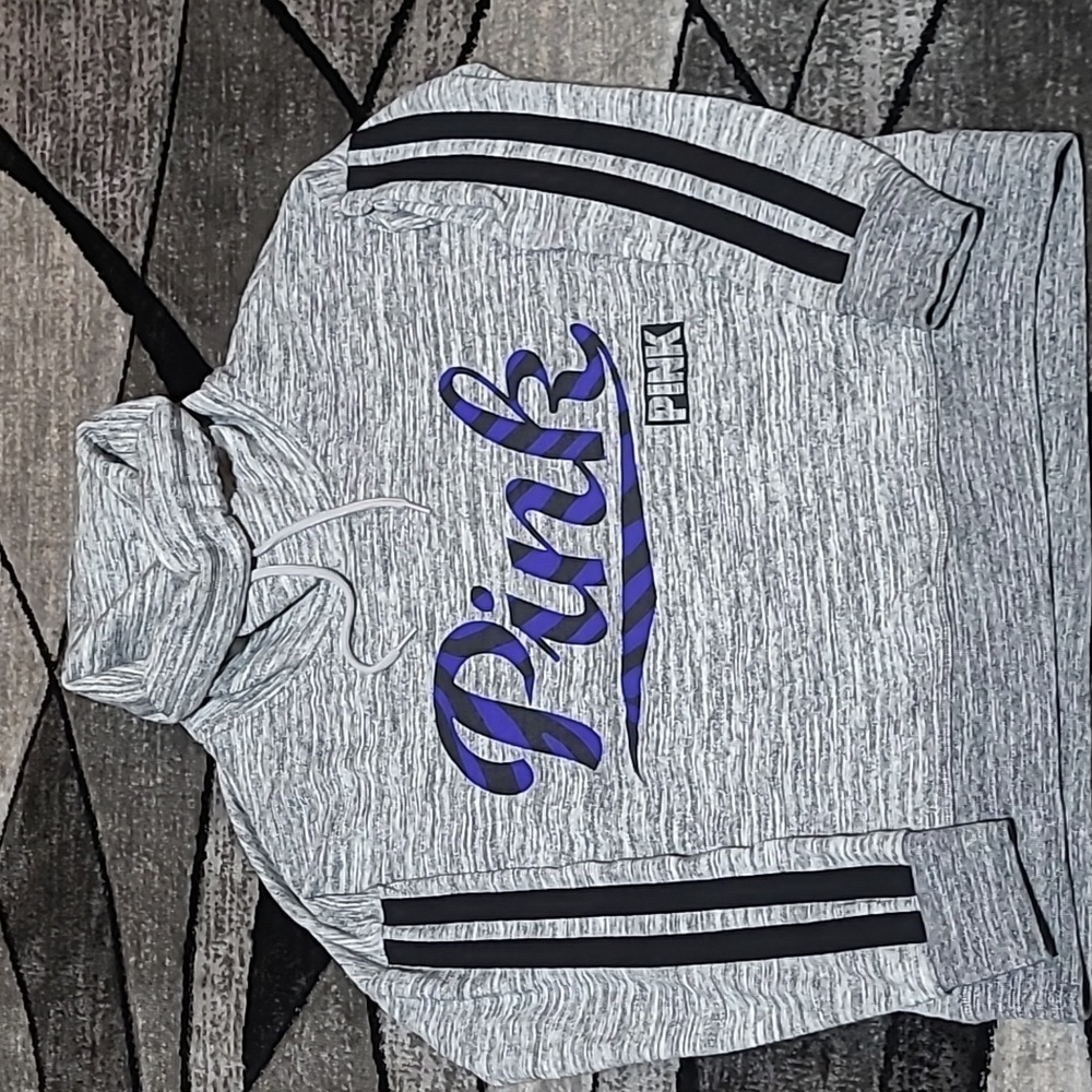 VS PINK 2016 CAMPUS FIT COWL-NECK LOGO POCKETS SWEATSHIRT